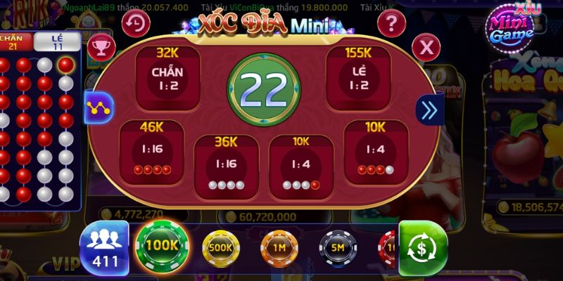 Xóc đĩa 8xbet có nhiều cửa cược quen thuộc và dễ lựa chọn